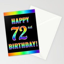[ Thumbnail: Fun, Colorful, Rainbow Spectrum “HAPPY 72nd BIRTHDAY!” Stationery Cards ]