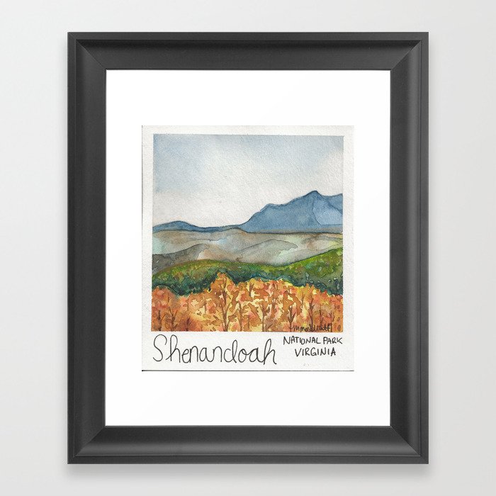 Shenandoah, Virginia-National Park-Watercolor Illustration Framed Art Print