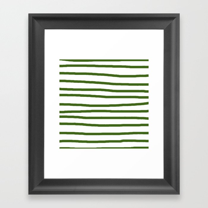Simply Drawn Stripes in Jungle Green Framed Art Print