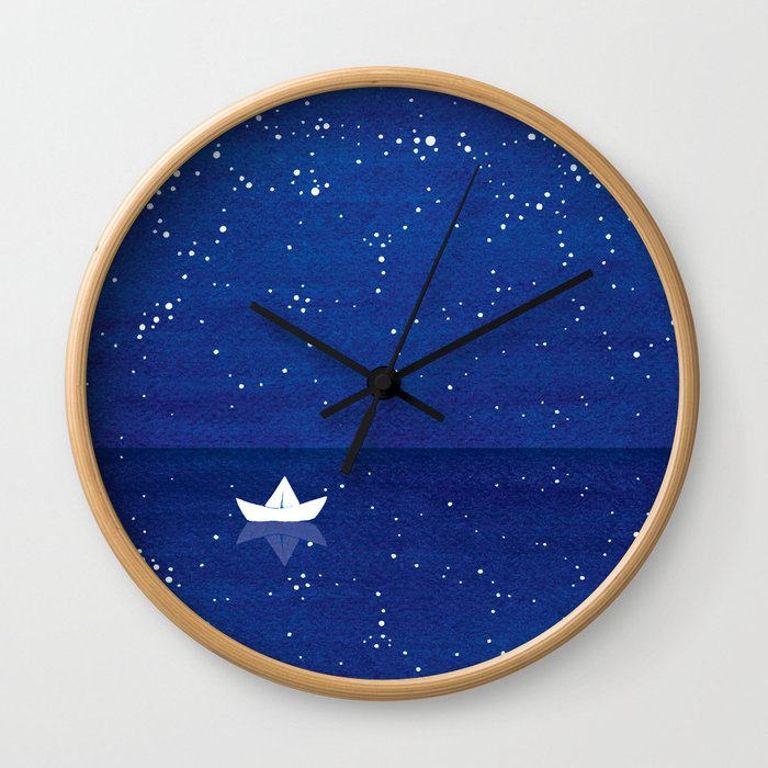 Zen sailing, ocean, stars Wall Clock