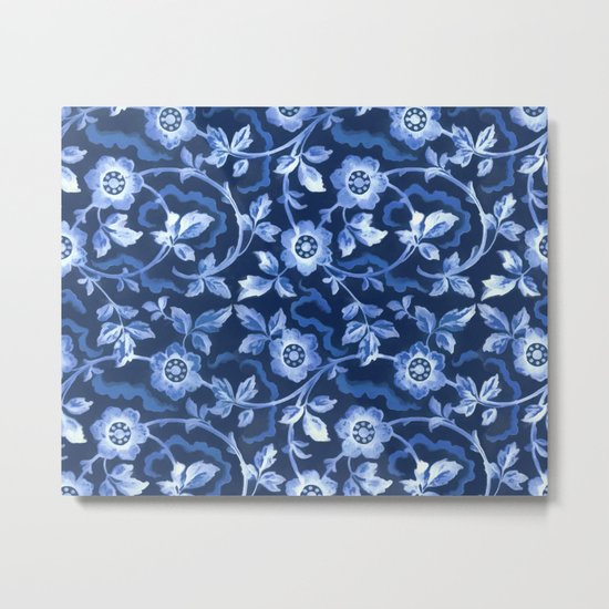 Blue floral pattern Metal Print