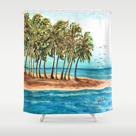 Private Island Painting Shower Curtain