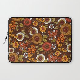 70s retro ditzy flowers, boho, browns, orange, hippie Laptop Sleeve