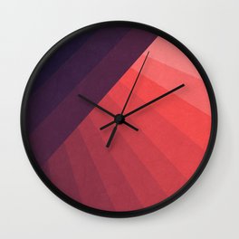 Abstract Geometric Line Gradient Pattern between Dark Blue and Very Soft Red Wall Clock