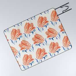 Botany Geometric Baroque Tulip Pattern. Seamless Floral Background. Linocut Design. Vintage Kitchen. Kitchen Wear, Hoem Decor, Gift Wrap. EPS 10 Tile.  Picnic Blanket