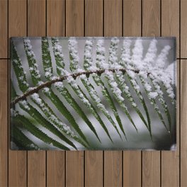 Fern Forest Winter Pacific Northwest Snow - Nature Photography Outdoor Rug