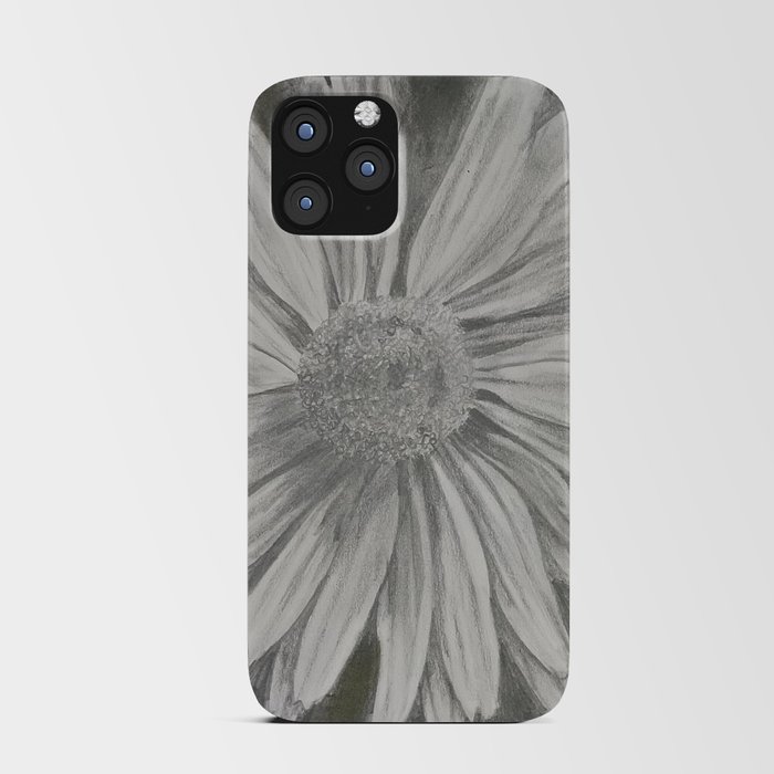 Daisy, Spring flowers, original sketch with soft pencil by Luna Smith Art, LuArt Gallery iPhone Card Case