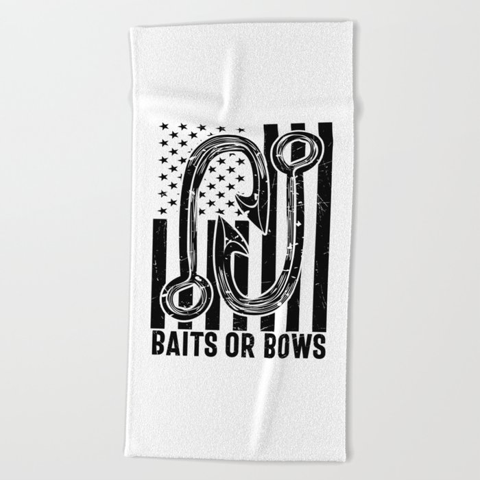 Baits Or Bows Funny Fishing Beach Towel