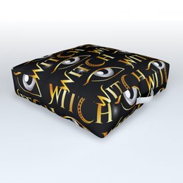 New World Order golden witch eyes with crescent moon	 Outdoor Floor Cushion