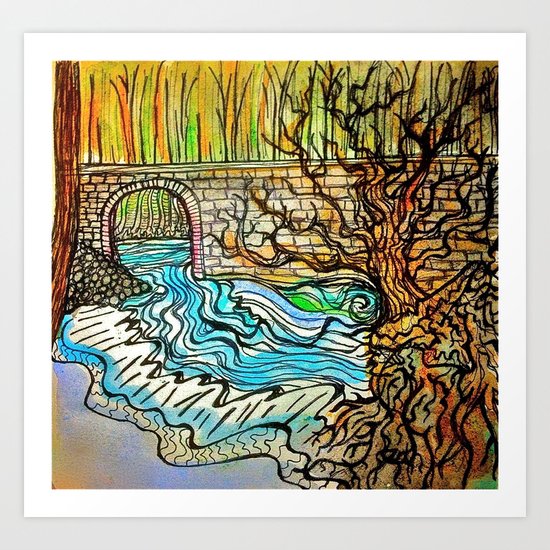 WATER UNDER THE BRIDGE Art Print