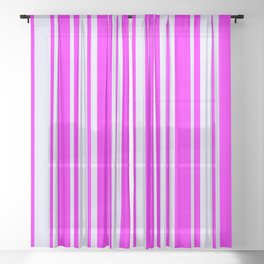[ Thumbnail: Fuchsia & Lavender Colored Pattern of Stripes Sheer Curtain ]