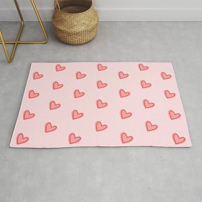Pink Hearts Pattern Rug