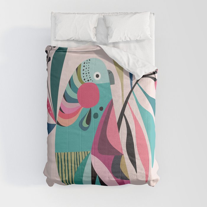 Modern Parakeet & Gum tree Comforter