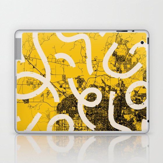 Peoria, Arizona - Yellow City Map Collage Laptop & iPad Skin