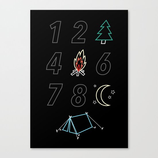 1 2 tree 4 fire 6 7 8 night tent Canvas Print