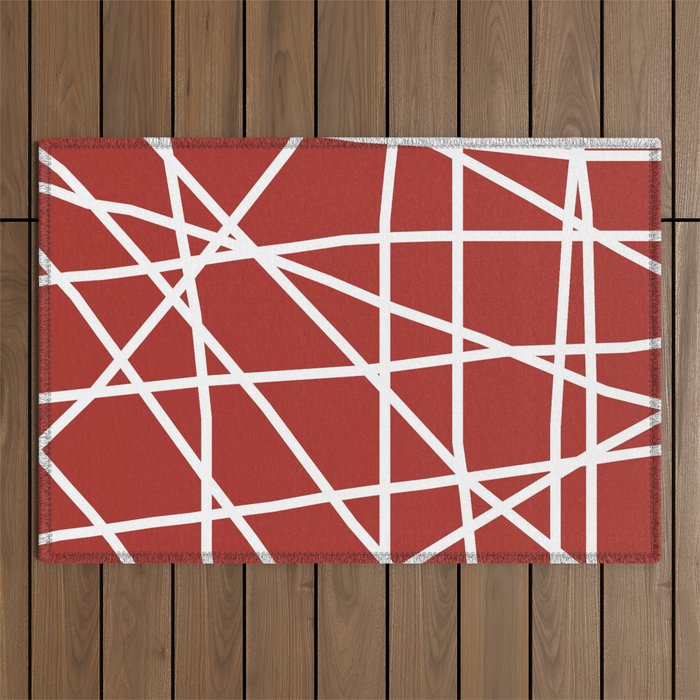 Doodle (White & Maroon) Outdoor Rug
