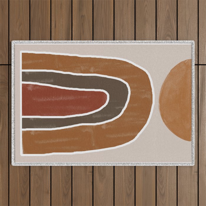 Abstract Rainbow, Burnt Orange Outdoor Rug