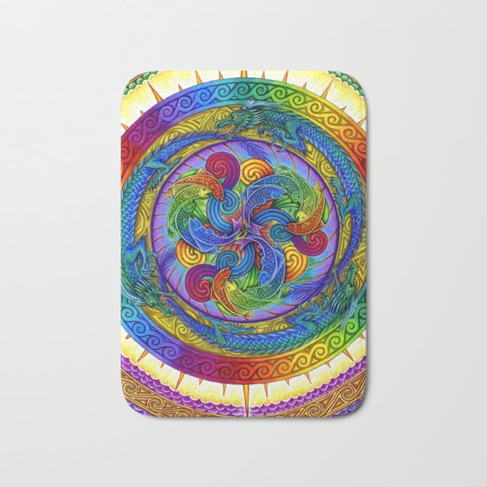 Epiphany Dragon Fish Psychedelic Mandala Bath Mat