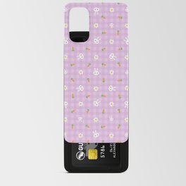 Bunnies, carrots & daisies (Pastel violet Gingham) Android Card Case