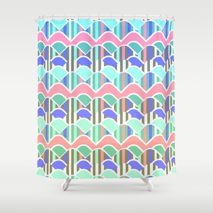 Colorful waves- upside down Shower Curtain