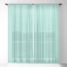 PALE ROBIN EGG solid color. Turquoise soft pastel shade plain pattern  Sheer Curtain
