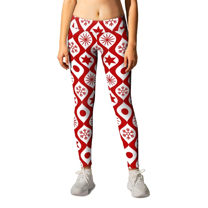 Red Retro Christmas Pattern Leggings