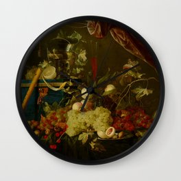 Jan Davidsz de Heem "Sumptuous Fruit Still Life with Jewellery Box" Wall Clock