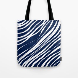 Navy Blue and White Abstract Pattern Tote Bag