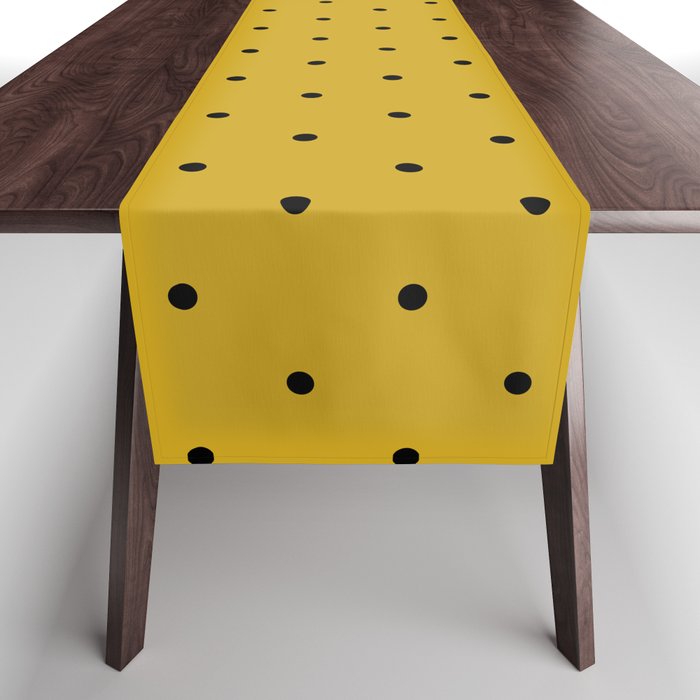 Minimalist Polka Dot Pattern (black/mustard yellow) Table Runner