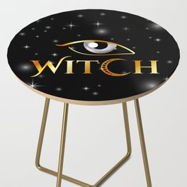 New World Order golden witch eyes with crescent moon	 Side Table