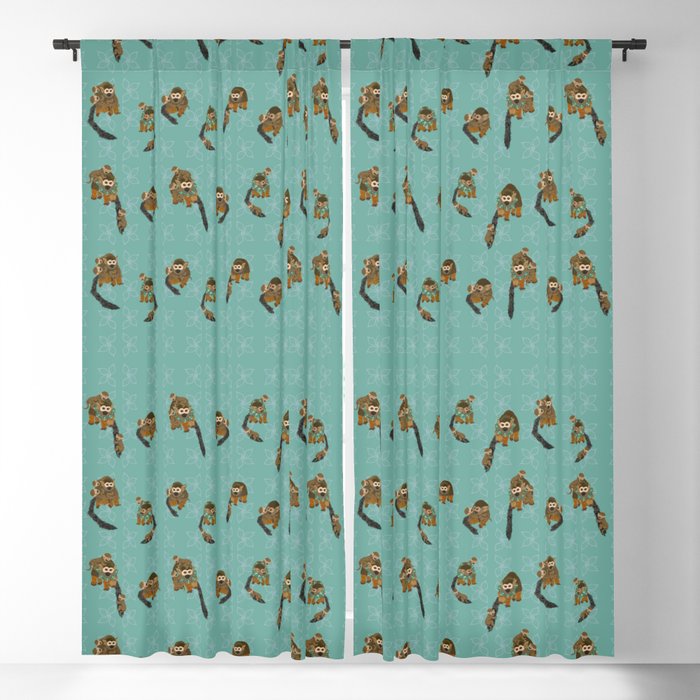 Jungle Monkeys with Babies Snuggle Pattern Blackout Curtain