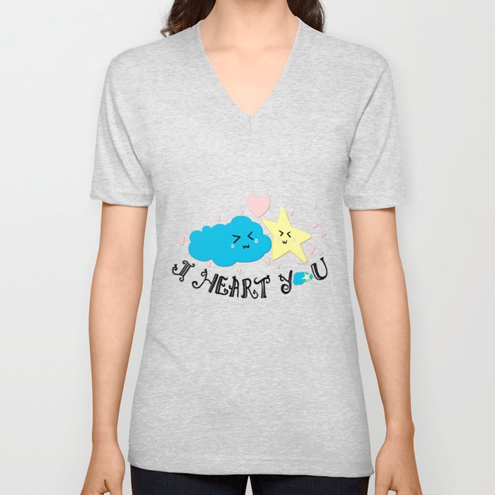 Cloudy Love V Neck T Shirt