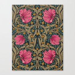 Reconstructed Pimpernel Pattern Dark Moody Florals By William Morris  Canvas Print