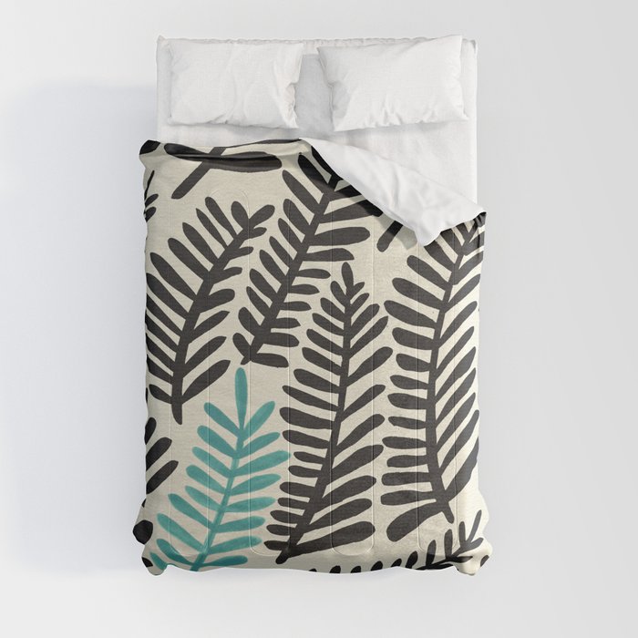 Black Fronds Comforter