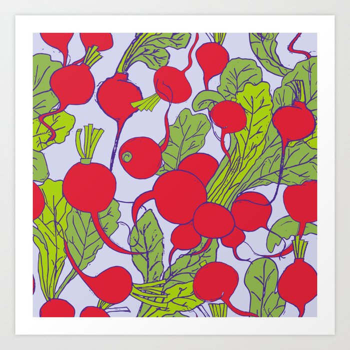 Radish Vegetable Pattern Art Print