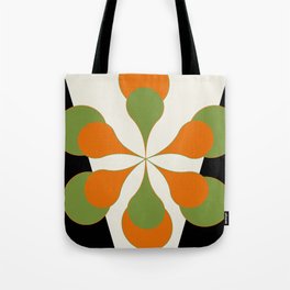 Mid-Century Modern Art 1.4 - Green & Orange Flower Tote Bag
