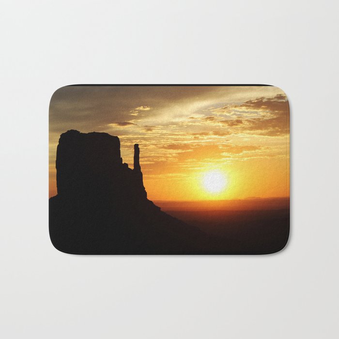 Sunrise over Monument Valley West Mitten Butte Bath Mat