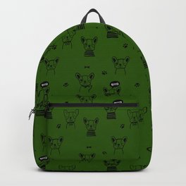 Green and Black Hand Drawn Dog Puppy Pattern Backpack