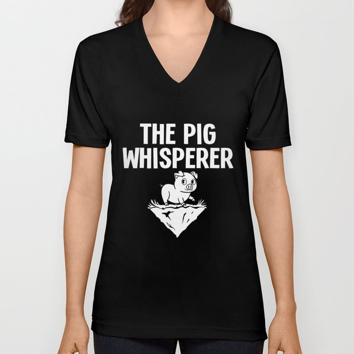 Mini Piggy Pig Farmer Funny V Neck T Shirt