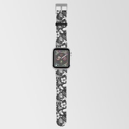 Black and White Surfing Summer Beach Objects Seamless Pattern  Apple Watch Band