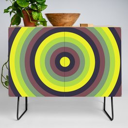 Yellow, gray, dim gray, dark slate gray, yellow green concentric circles Credenza