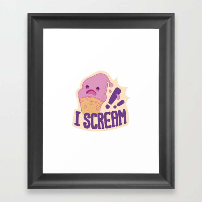I Scream Cute and Funny Ice Cream Pun Framed Art Print