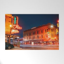 Fort Worth Stockyards Skyline And Leddy Boots Neon Welcome Mat