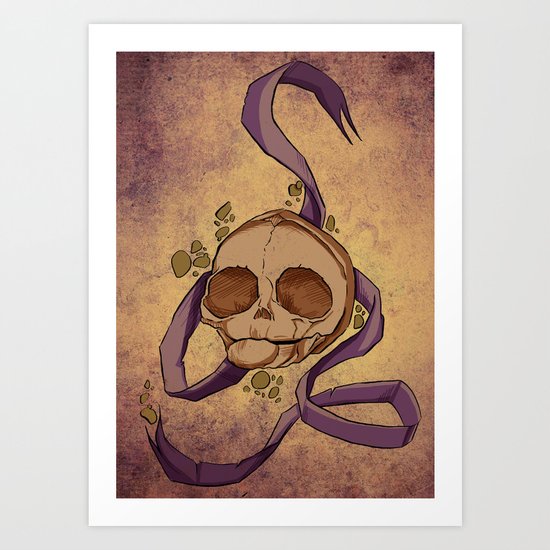 Skull and ribbon Art Print