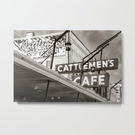 Cattlemens Cafe and Steakhouse Neon Sign - Stockyard City Sepia Metal Print | Sepiaart, Cattlemenssign, Neonsigns, Cowboycity, Okclandmark, Okcrestaurants, Oldtown, Thestockyards, Photo, Nationalsaddlery 