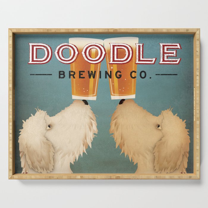 Goldendoodle Labradoodle Doodle Brewing Co. Beer Sign Serving Tray