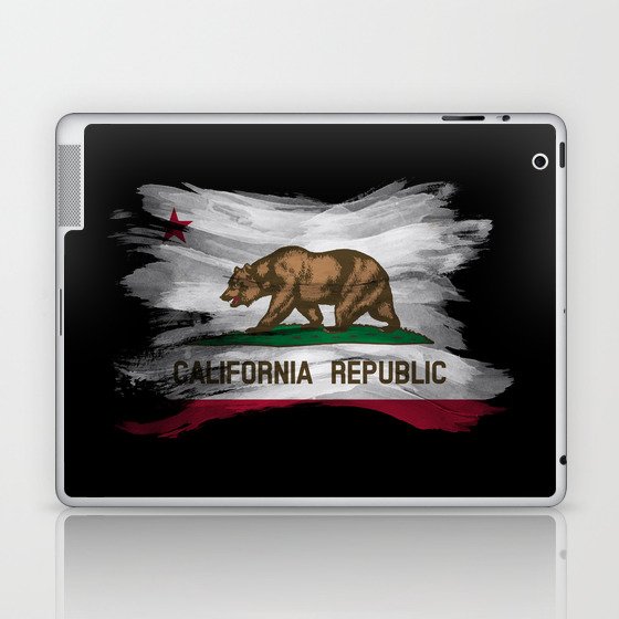California state flag brush stroke, California flag background Laptop & iPad Skin