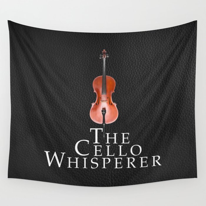 The Cello Whisperer - On black leather texture Wall Tapestry