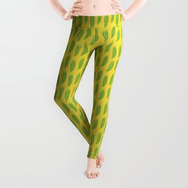 Green Peas in Their Pods on Yellow Leggings