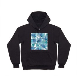Modern Mint Teal Blue Watercolor Tropical Orchid Floral Hoody